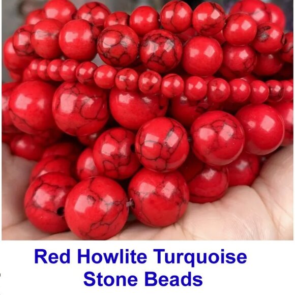 Red Turquoise Howlite  Natural Stone15" Strand - Picture 1 of 2